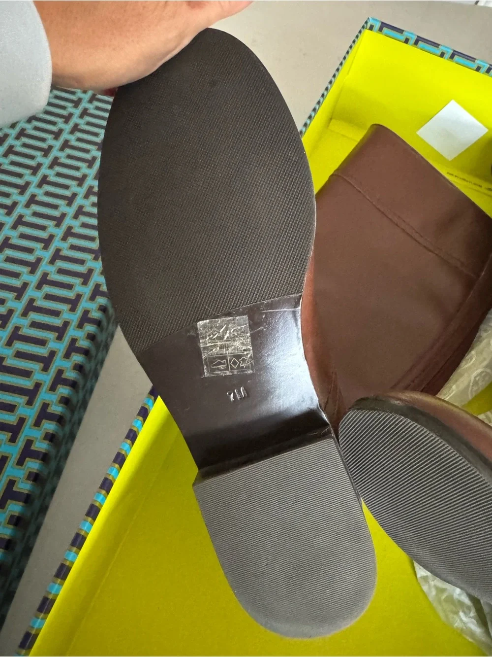 Tory Burch Brown Leather Tall Riding Boots with Gold Logo